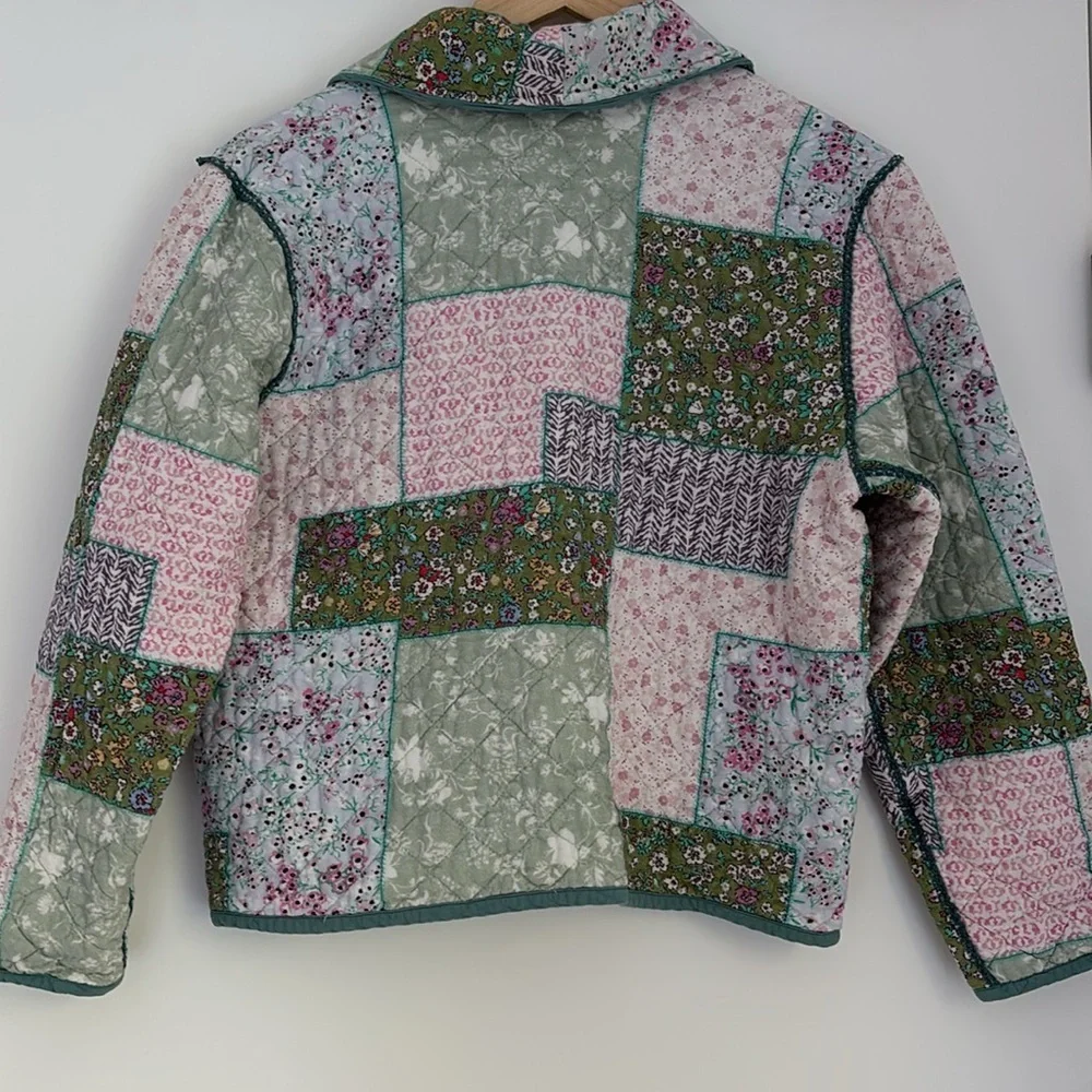 :Price Firm: Anthropologie Conditions Apply Printed Quilted Jacket in Green - Picture 6 of 13